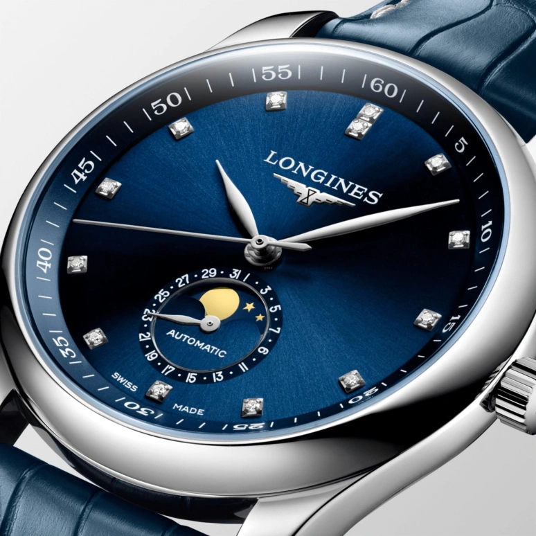 Longines,Master 40mm,40mm,Stainless Steel,Blue,Automatic,Moonphase,Day,L2,L2.909.4.97.0