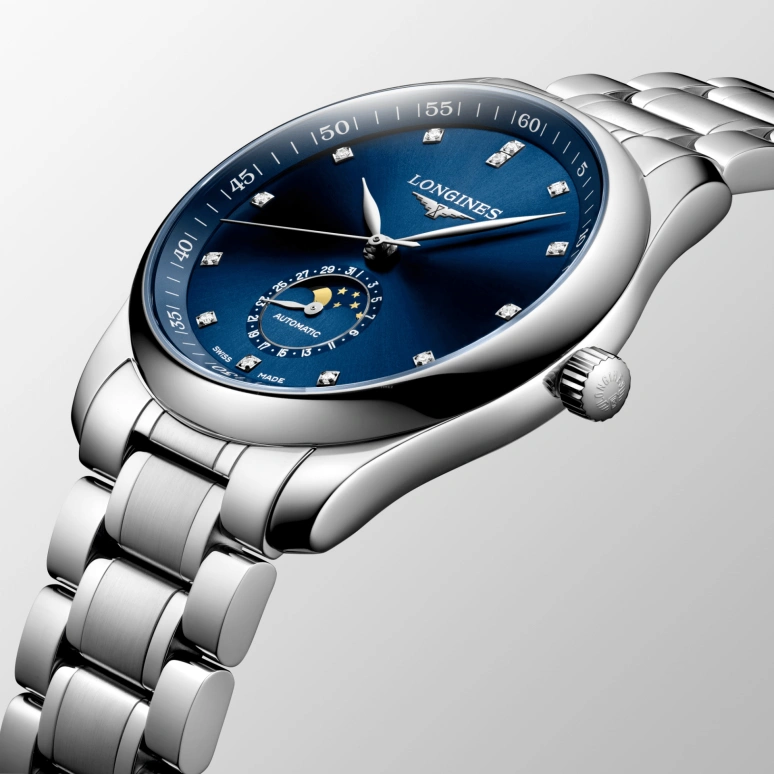 Longines,Master 40mm,40mm,Stainless Steel,Blue,Automatic,Moonphase,Day,L2,L2.909.4.97.6