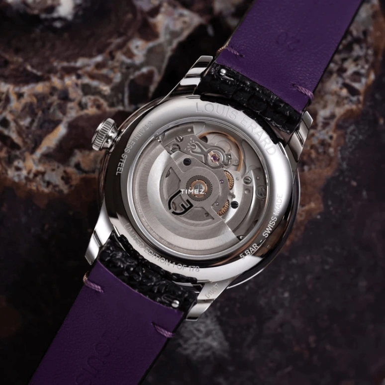 Louis Erard,Noirmont X 39mm,39mm,Stainless Steel,Silver,Purple,Automatic,38hours,Sapphire,Crystal Glass,85248AA89,85248AA89.BGA091