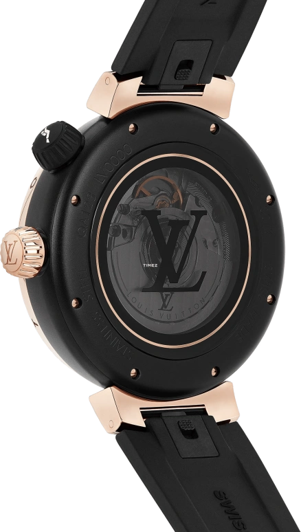 LOUIS VUITTON,Tambour Street Diver 44mm,44mm,Stainless Steel,Rose Gold,Black,Automatic,Sapphire,Crystal Glass,Round,QA123A