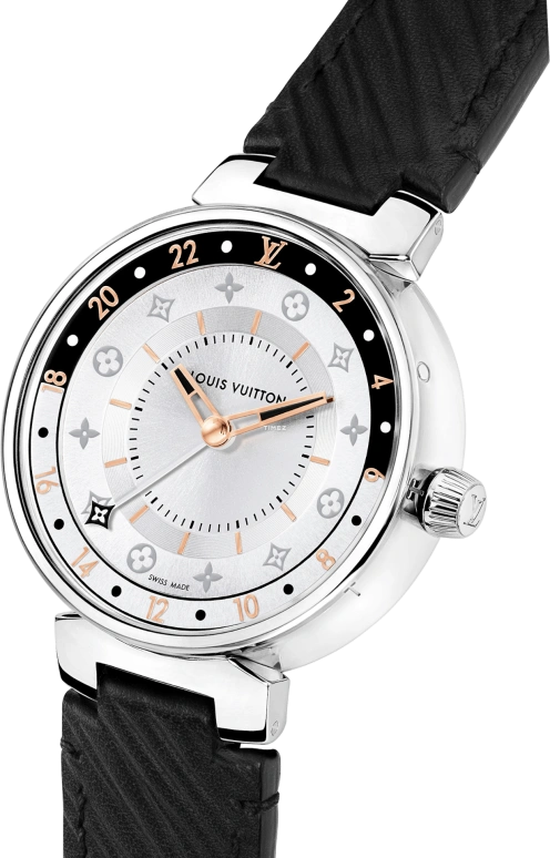 LOUIS VUITTON,Tambour Moon 39.50mm,39.50mm,Stainless Steel,Silver,White,Quartz,Dule Time,Sapphire,Crystal Glass,QBB129