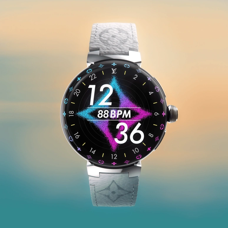 LOUIS VUITTON,Tambour Horizon 44mm,44mm,Stainless Steel,White,Processor,Smartwatch,Sapphire,Crystal Glass,QBB189