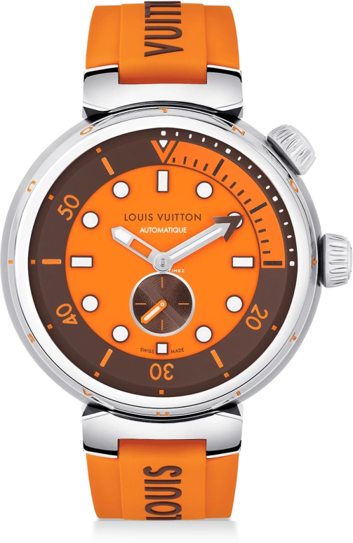 LOUIS VUITTON,Tambour Street Diver 44mm,44mm,Stainless Steel,Orange,Automatic,Sapphire,Crystal Glass,Round,QA172A