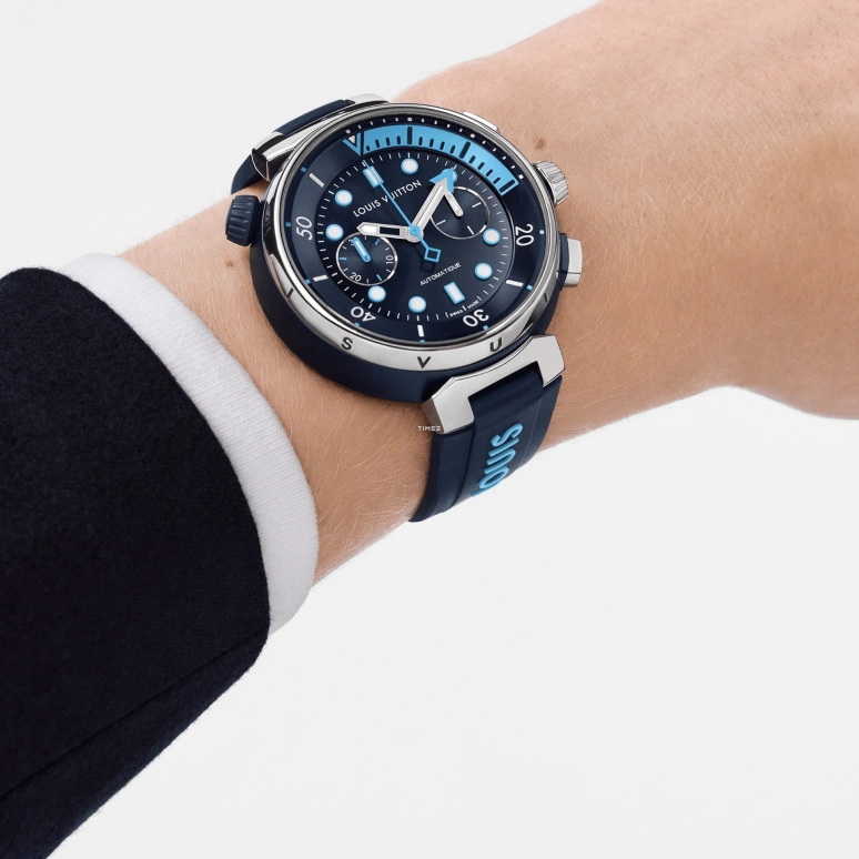 LOUIS VUITTON,Tambour Street Diver 46mm,46mm,Stainless Steel,Blue,Automatic,Chronograph,Sapphire,Crystal Glass,QA168A