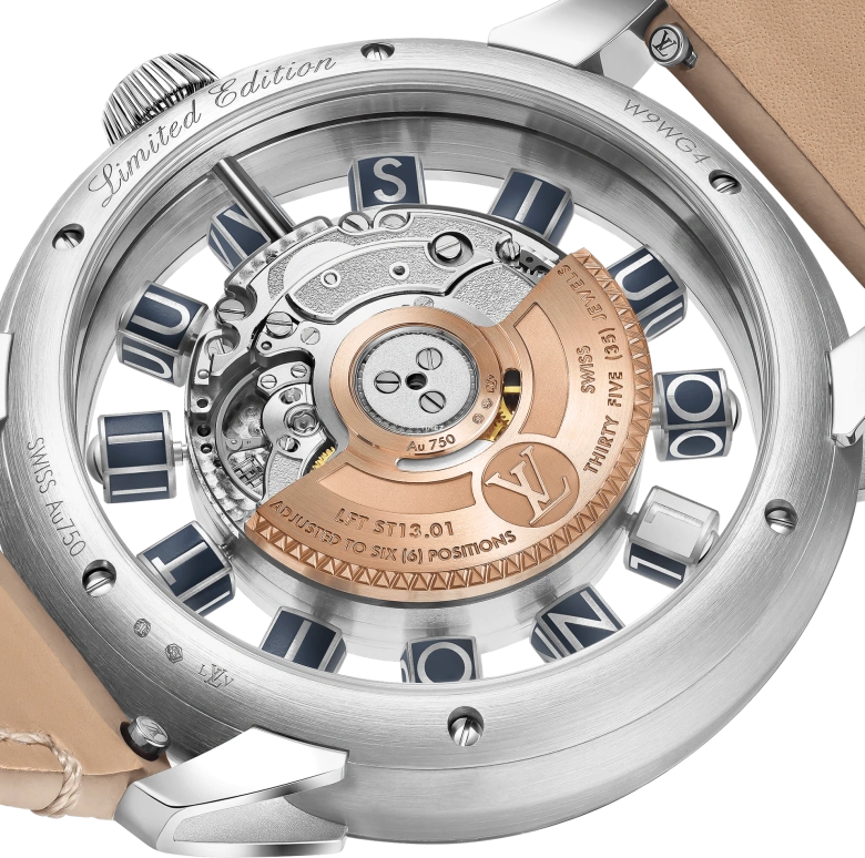 LOUIS VUITTON,Tambour Taiko Spin Time 42.50mm,42.50mm,White Gold,Blue,Automatic,45hours,In-house Caliber,W9WG41
