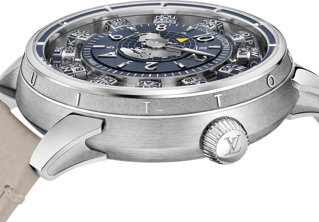 LOUIS VUITTON,Tambour Taiko Spin Time 42.50mm,42.50mm,Stainless Steel,Blue,Automatic,World Time,Day / Night Indication,W9WG21