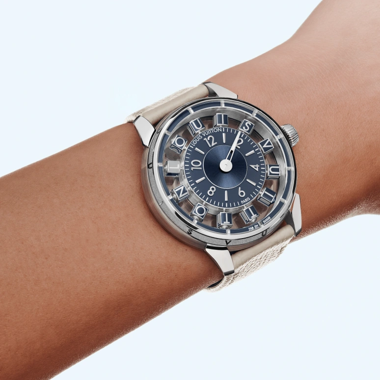 LOUIS VUITTON,Tambour Taiko Spin Time 42.50mm,42.50mm,White Gold,Blue,Automatic,45hours,In-house Caliber,W9WG41