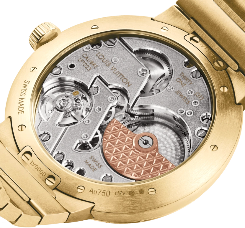 LOUIS VUITTON,Tambour 40mm,40mm,Yellow Gold,White,Automatic,Sapphire,Crystal Glass,Round,Lionel Messi,Taylor Swift,La Pulga,GOAT,W1YG10