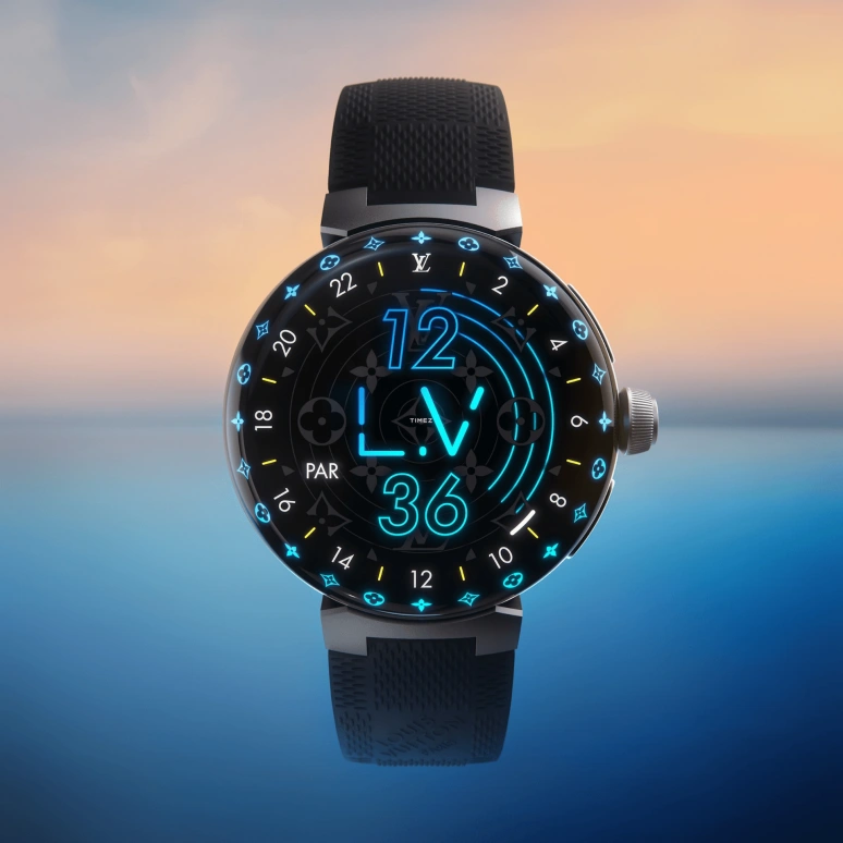 LOUIS VUITTON,Tambour Horizon 44mm,44mm,Stainless Steel,Black,Processor,Smartwatch,Sapphire,Crystal Glass,QBB184