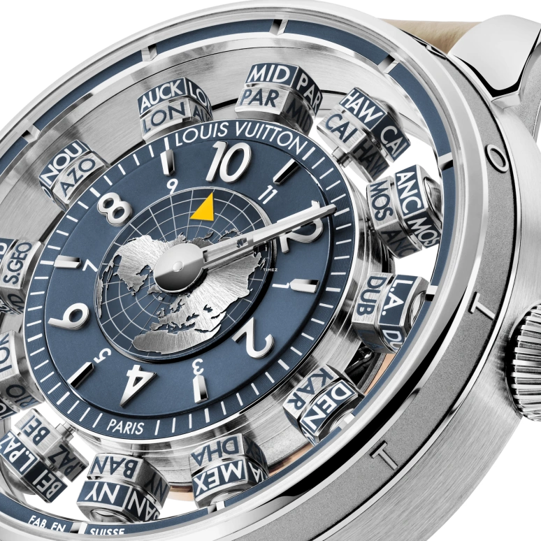LOUIS VUITTON,Tambour Taiko Spin Time 42.50mm,42.50mm,Stainless Steel,Blue,Automatic,World Time,Day / Night Indication,W9WG21