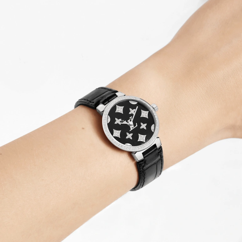 LOUIS VUITTON,Other 28mm,28mm,Stainless Steel,Black,Quartz,Sapphire,Crystal Glass,Round,QBB199