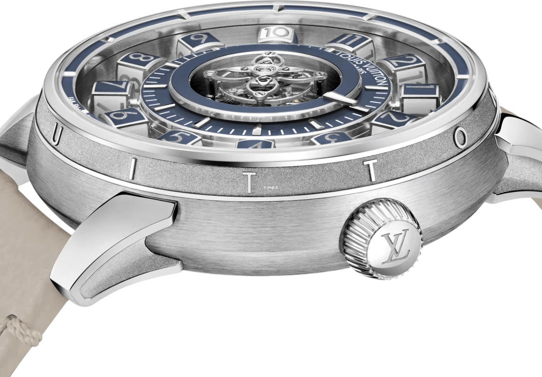 LOUIS VUITTON,Tambour Taiko Spin Time 42.50mm,42.50mm,White Gold,Blue,Automatic,45hours,In-house Caliber,W9WG11