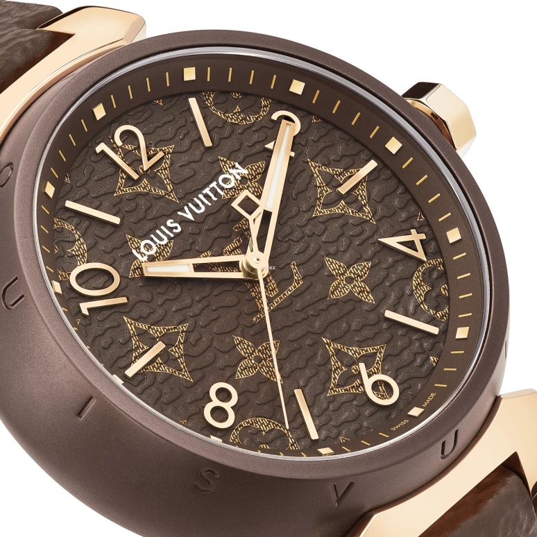LOUIS VUITTON,Other 28mm,28mm,Stainless Steel,Brown,Coffee,Quartz,Sapphire,Crystal Glass,Round,QBB167
