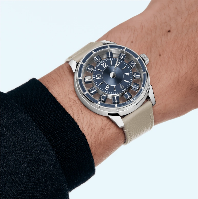 LOUIS VUITTON,Tambour Taiko Spin Time 42.50mm,42.50mm,White Gold,Blue,Automatic,45hours,In-house Caliber,W9WG41