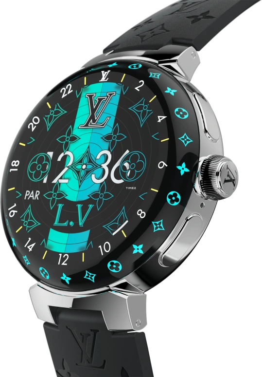 LOUIS VUITTON,Tambour Horizon 44mm,44mm,Stainless Steel,Black,Processor,Smartwatch,Sapphire,Crystal Glass,QBB192