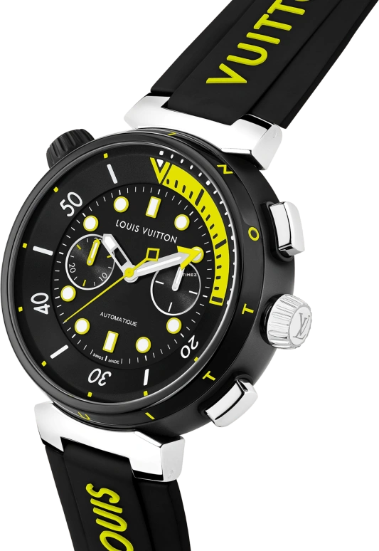 LOUIS VUITTON,Tambour Street Diver 46mm,46mm,Stainless Steel,Black,Automatic,Chronograph,Sapphire,Crystal Glass,QBB204
