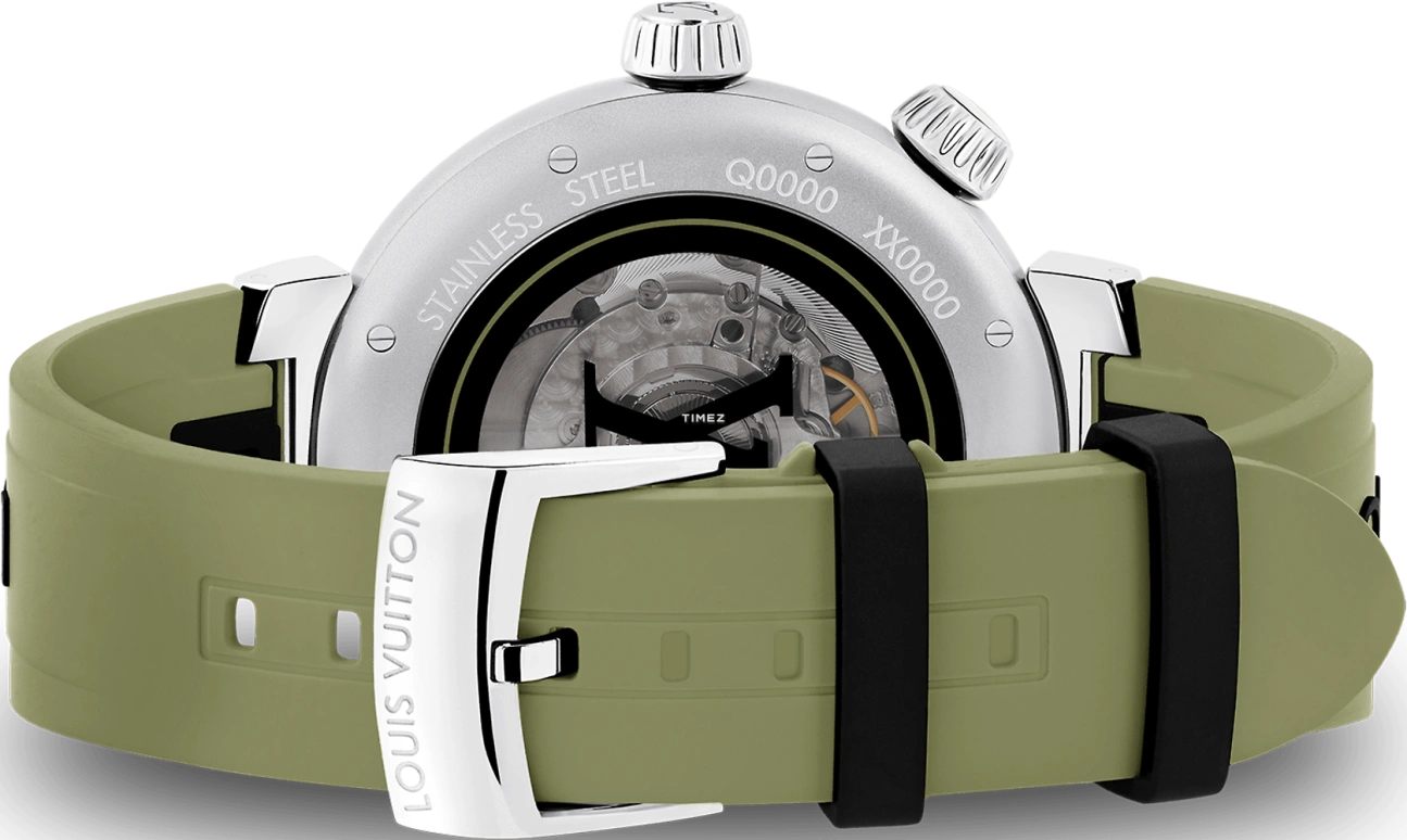 LOUIS VUITTON,Tambour Street Diver 44mm,44mm,Stainless Steel,Khaki Green,Green,Black,Automatic,Sapphire,Crystal Glass,Round,QA173A