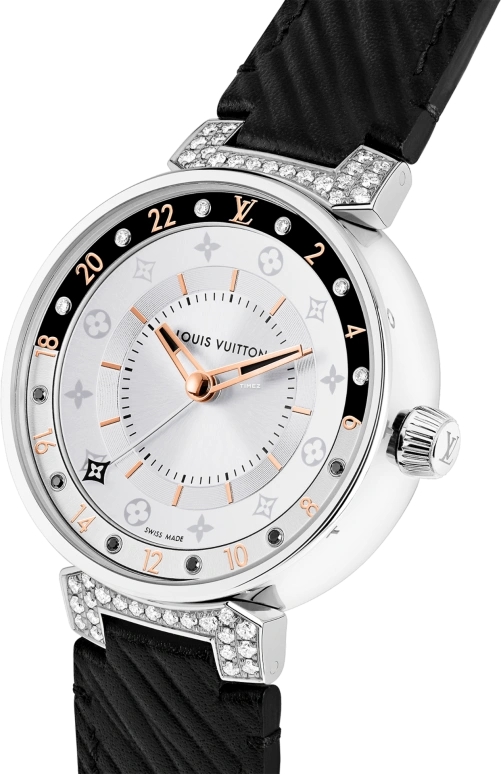 LOUIS VUITTON,Tambour Moon 35mm,35mm,Stainless Steel,White,Quartz,Dule Time,Sapphire,Crystal Glass,QBB128