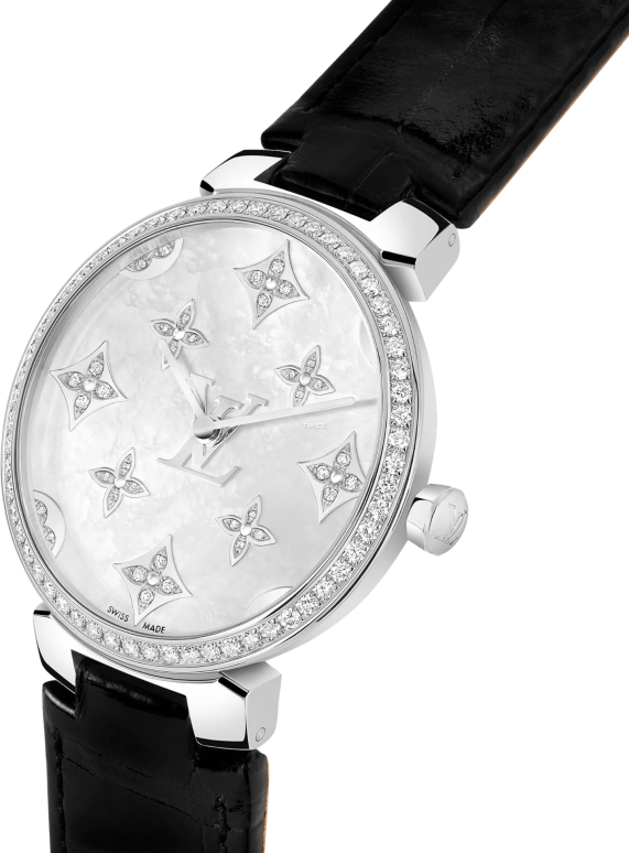LOUIS VUITTON,Other 33mm,33mm,Stainless Steel,White,Silver,Quartz,Sapphire,Crystal Glass,Round,QBB118