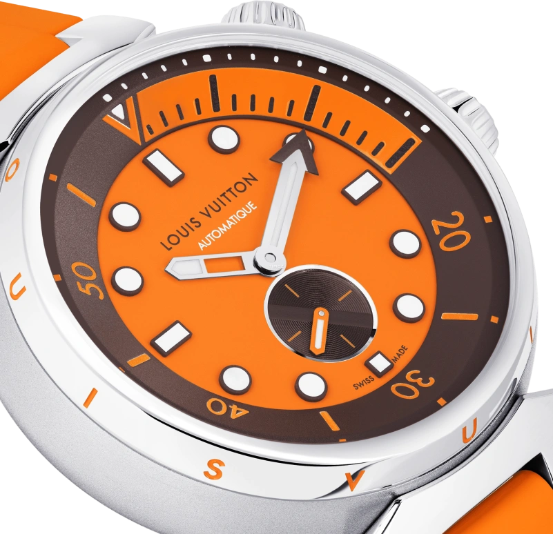 LOUIS VUITTON,Tambour Street Diver 44mm,44mm,Stainless Steel,Orange,Automatic,Sapphire,Crystal Glass,Round,QA172A