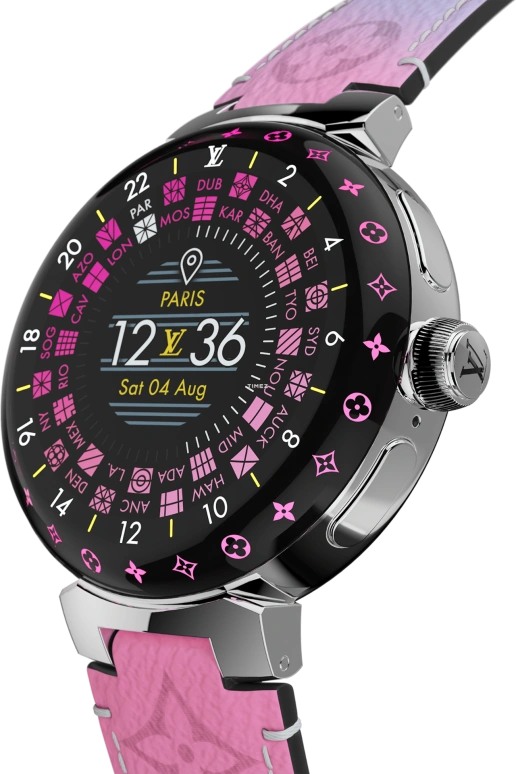 LOUIS VUITTON,Tambour Horizon 44mm,44mm,Stainless Steel,Black,Processor,Smartwatch,Sapphire,Crystal Glass,QBB190