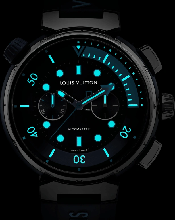 LOUIS VUITTON,Tambour Street Diver 46mm,46mm,Stainless Steel,Blue,Automatic,Chronograph,Sapphire,Crystal Glass,QA168A