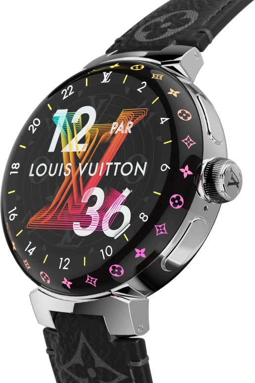 LOUIS VUITTON,Tambour Horizon 44mm,44mm,Stainless Steel,White,Yellow,Black,Processor,Smartwatch,Sapphire,Crystal Glass,QBB183