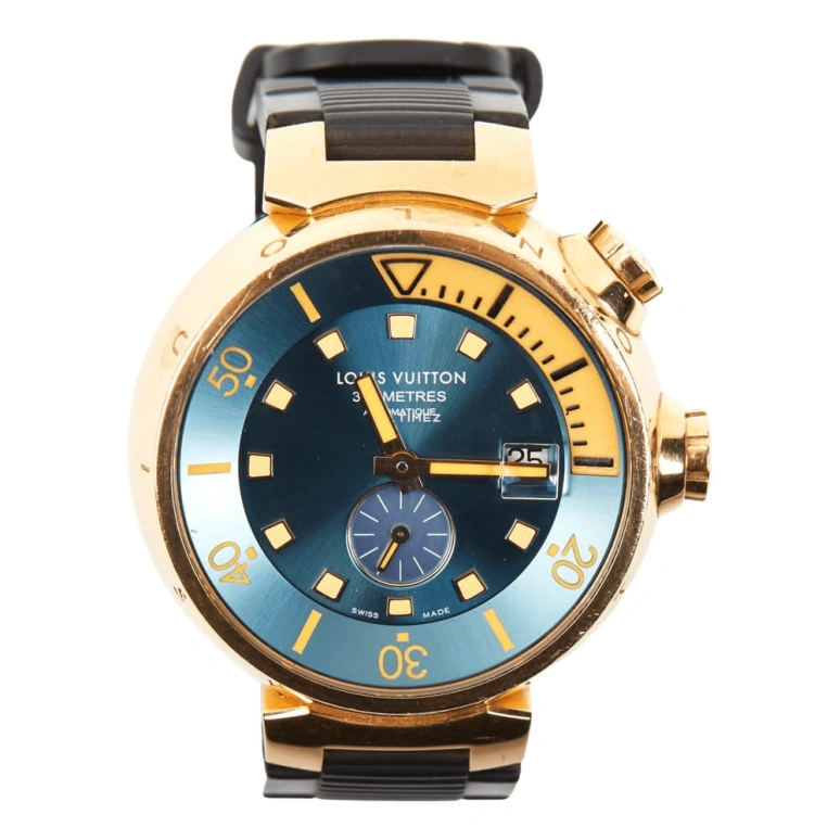 LOUIS VUITTON,Tambour Street Diver 44mm,44mm,Rose Gold,Blue,Automatic,Day,Sapphire,Crystal Glass,Q103E1