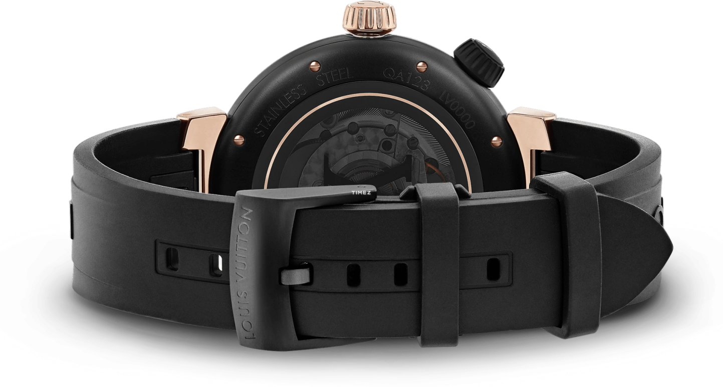 LOUIS VUITTON,Tambour Street Diver 44mm,44mm,Stainless Steel,Rose Gold,Black,Automatic,Sapphire,Crystal Glass,Round,QA123A