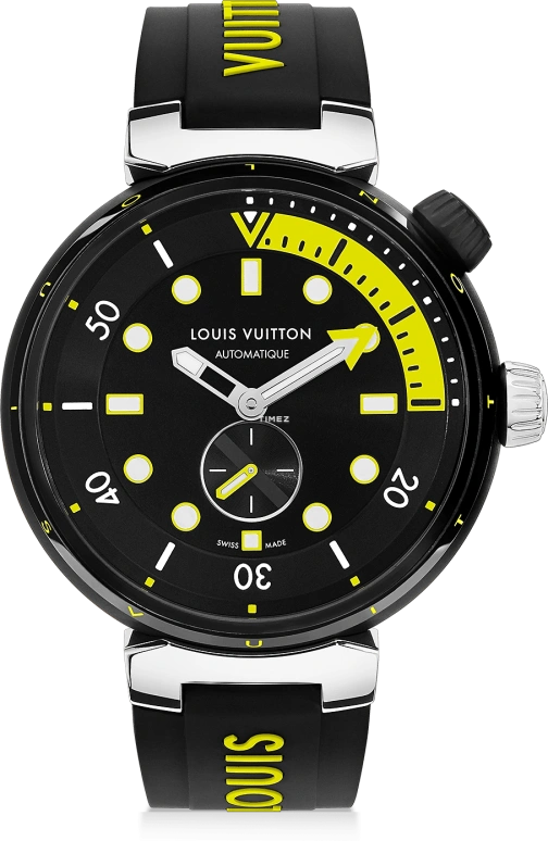 LOUIS VUITTON,Tambour Street Diver 44mm,44mm,Stainless Steel,Black,Automatic,Sapphire,Crystal Glass,Round,QA122A