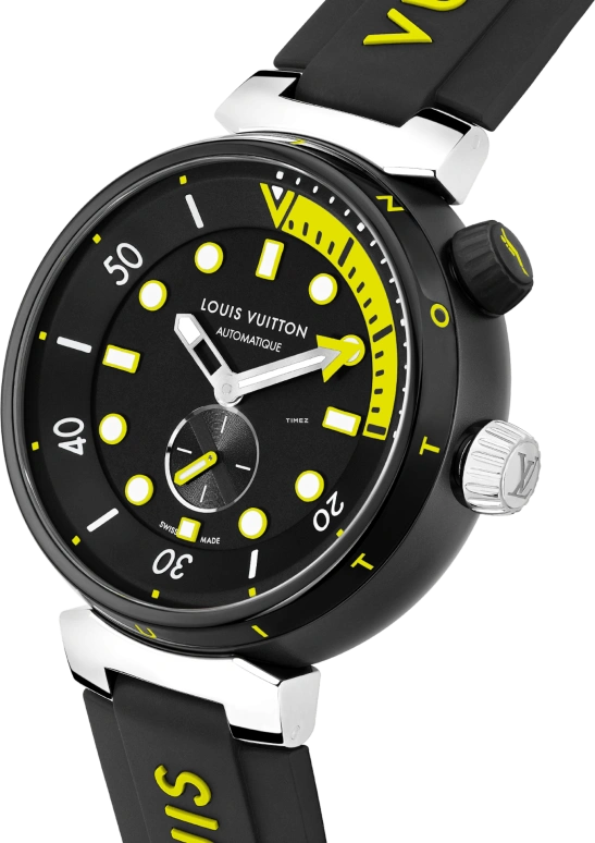 LOUIS VUITTON,Tambour Street Diver 44mm,44mm,Stainless Steel,Black,Automatic,Sapphire,Crystal Glass,Round,QBB173
