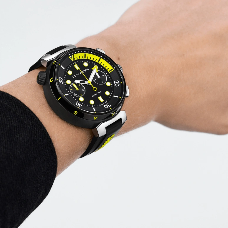 LOUIS VUITTON,Tambour Street Diver 46mm,46mm,Stainless Steel,Black,Automatic,Chronograph,Sapphire,Crystal Glass,QA167A