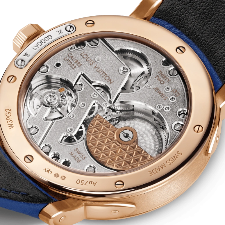 LOUIS VUITTON,ESCALE 39mm,39mm,Pink Gold,Dual,Blue,Silver,Automatic,50hours,In-house Caliber,W3PG21