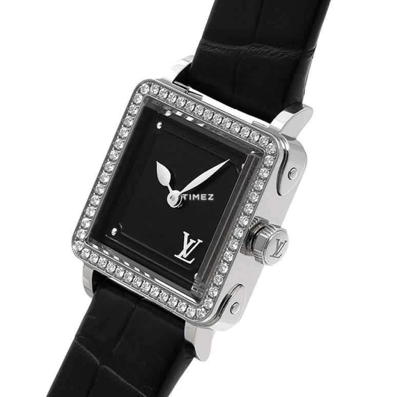 LOUIS VUITTON,EMPRISE 23mm,23mm,Stainless Steel,Black,Quartz,Square,Silver,Q3M010