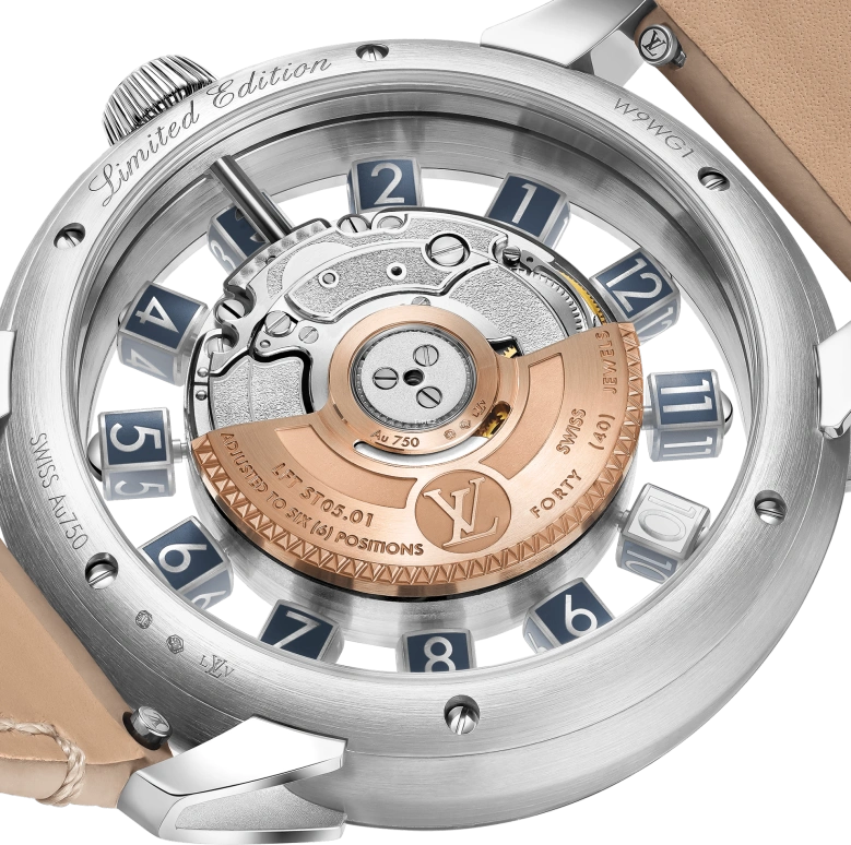 LOUIS VUITTON,Tambour Taiko Spin Time 42.50mm,42.50mm,White Gold,Blue,Automatic,45hours,In-house Caliber,W9WG11