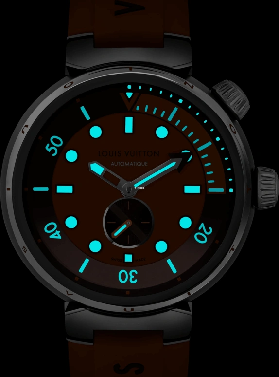 LOUIS VUITTON,Tambour Street Diver 44mm,44mm,Stainless Steel,Orange,Automatic,Sapphire,Crystal Glass,Round,QA172A