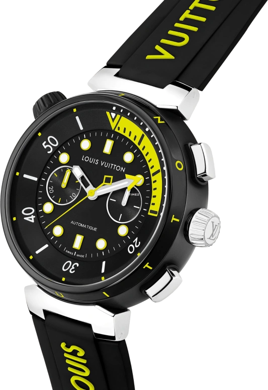 LOUIS VUITTON,Tambour Street Diver 46mm,46mm,Stainless Steel,Black,Automatic,Chronograph,Sapphire,Crystal Glass,QA167A