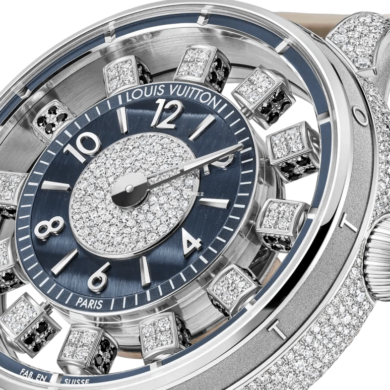 LOUIS VUITTON,Tambour Taiko Spin Time 42.50mm,42.50mm,White Gold,Blue,Automatic,45hours,In-house Caliber,W9WG31