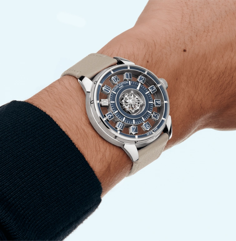 LOUIS VUITTON,Tambour Taiko Spin Time 42.50mm,42.50mm,White Gold,Blue,Automatic,45hours,In-house Caliber,W9WG11