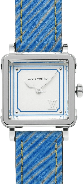LOUIS VUITTON,EMPRISE 23mm,23mm,White,Blue,Quartz,Square,Silver,Q32M0B