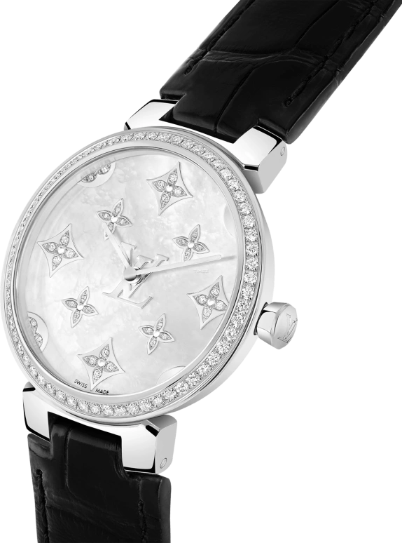 LOUIS VUITTON,Other 28mm,28mm,Stainless Steel,Silver,White,Quartz,Sapphire,Crystal Glass,Round,QBB117