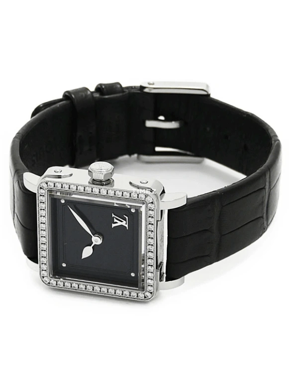 LOUIS VUITTON,EMPRISE 23mm,23mm,Stainless Steel,Black,Quartz,Square,Silver,Q3M010