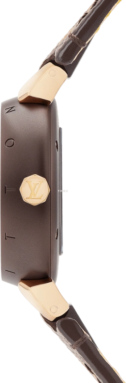 LOUIS VUITTON,Other 28mm,28mm,Stainless Steel,Rose Gold,Coffee,Brown,Quartz,Sapphire,Crystal Glass,Round,QBB165