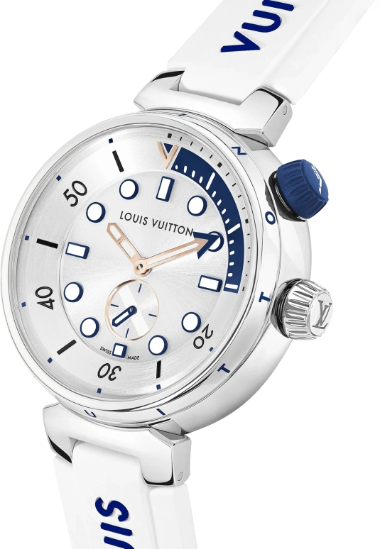 LOUIS VUITTON,Tambour Street Diver 39.50mm,39.50mm,Stainless Steel,Silver,Quartz,Sapphire,Crystal Glass,Round,QA124A
