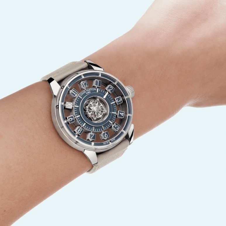 LOUIS VUITTON,Tambour Taiko Spin Time 42.50mm,42.50mm,White Gold,Blue,Automatic,45hours,In-house Caliber,W9WG11