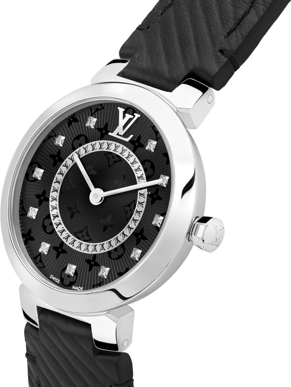 LOUIS VUITTON,Tambour Slim 28mm,28mm,Stainless Steel,Black,Quartz,Sapphire,Crystal Glass,Round,QBB169
