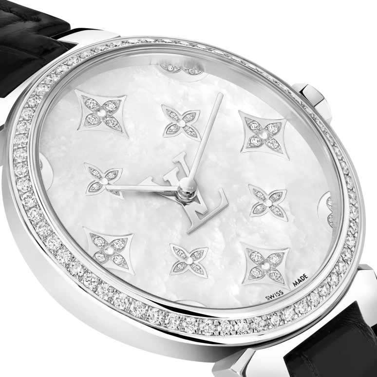 LOUIS VUITTON,Other 28mm,28mm,Stainless Steel,Silver,White,Quartz,Sapphire,Crystal Glass,Round,QBB117
