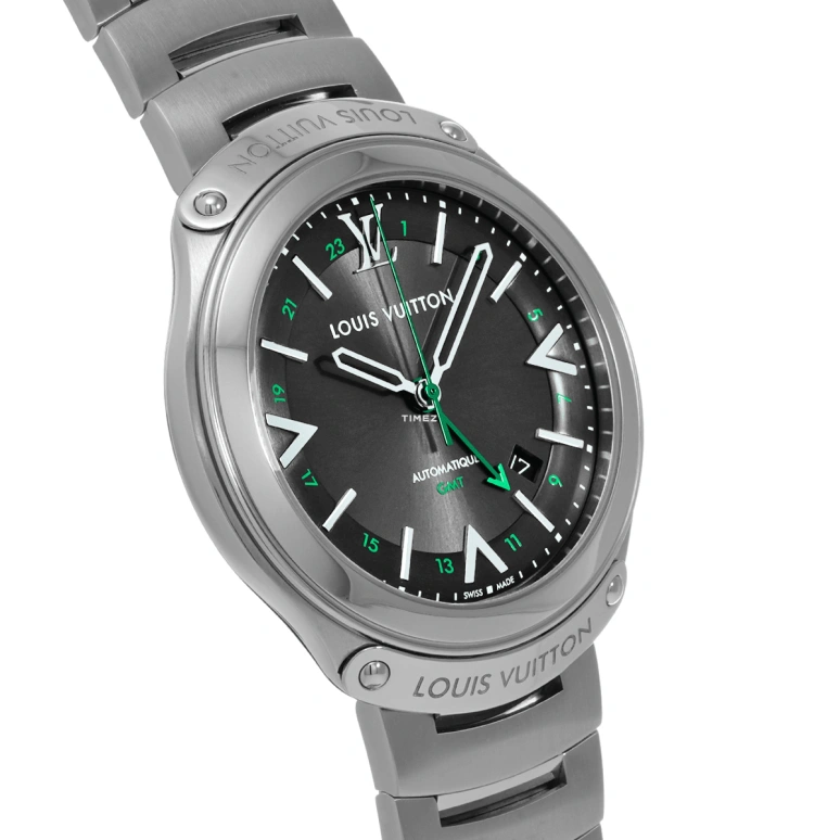 LOUIS VUITTON,LV Fifty Five 41mm,41mm,Stainless Steel,Green,Automatic,Day,Dule Time,Q6D300