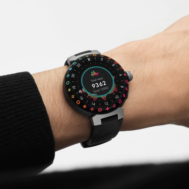 LOUIS VUITTON,Tambour Horizon 44mm,44mm,Stainless Steel,Black,Processor,Smartwatch,Sapphire,Crystal Glass,QBB184