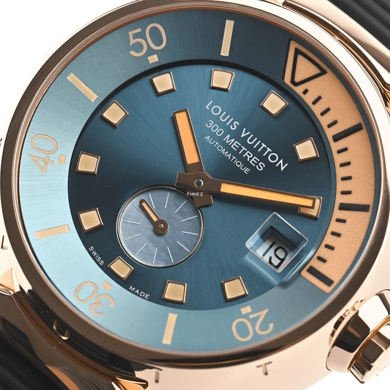 LOUIS VUITTON,Tambour Street Diver 44mm,44mm,Rose Gold,Blue,Automatic,Day,Sapphire,Crystal Glass,Q103E1